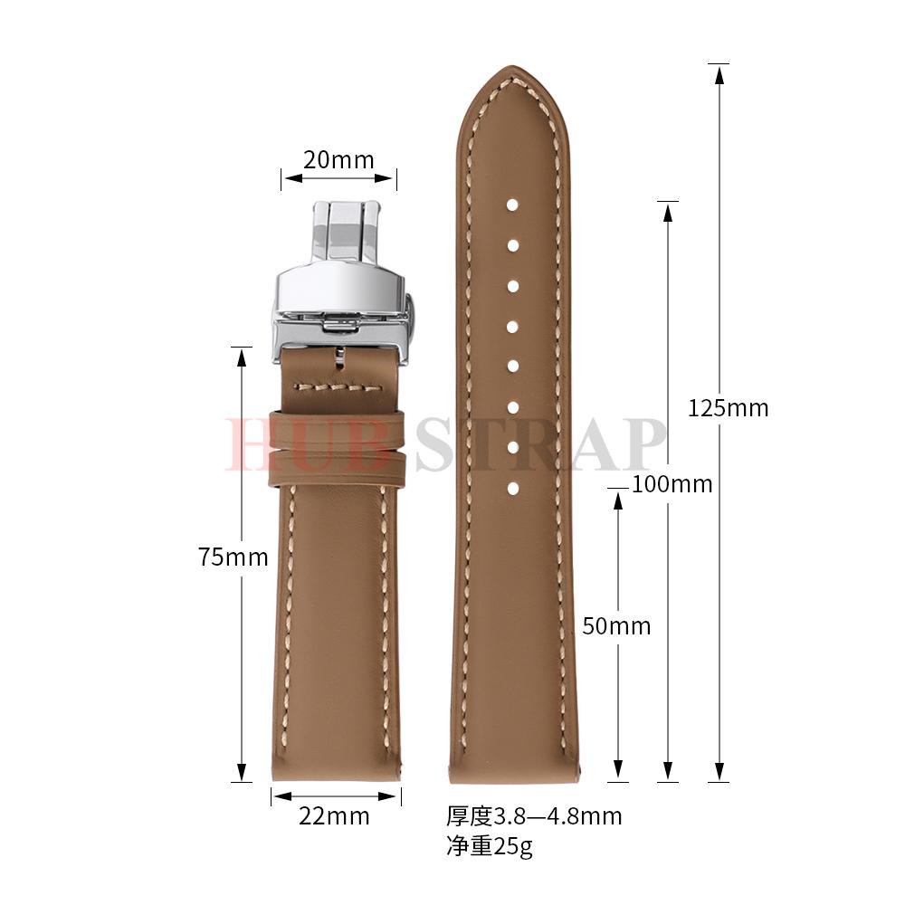 18mm 20mm 22mm Genuine Calfskin Leather Watchband Business for Omega Watch Band for Seiko Butterfly Buckle Stitching Brown Strap