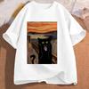 Scared Cat Print Clothes Crew Neck Men Womens Tshirt Casual Short Sleeve Top for Summer Y2k Top Fashion Womens Tee Clothing