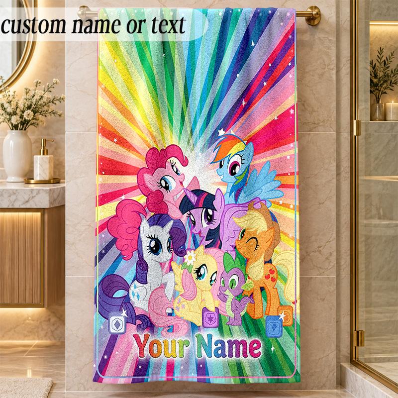 Beach TowelMy Little Pony Custom Name Text Personalized Soft Towel for Beach Pool Indoor Home Decor Gift