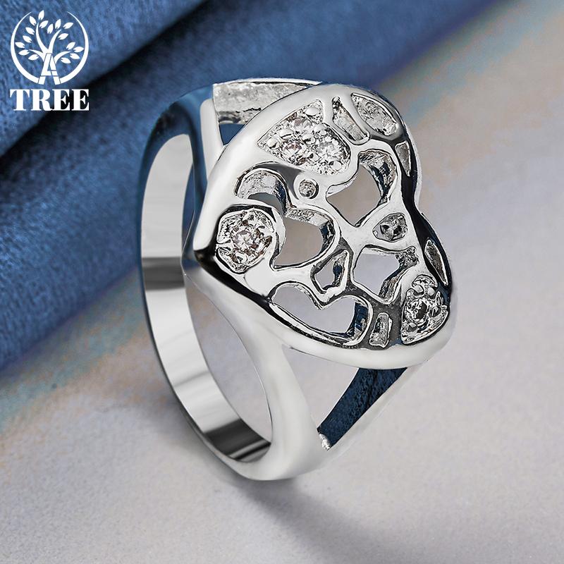 925 Sterling Silver AAAAA Zircon Heart Ring Jewelry