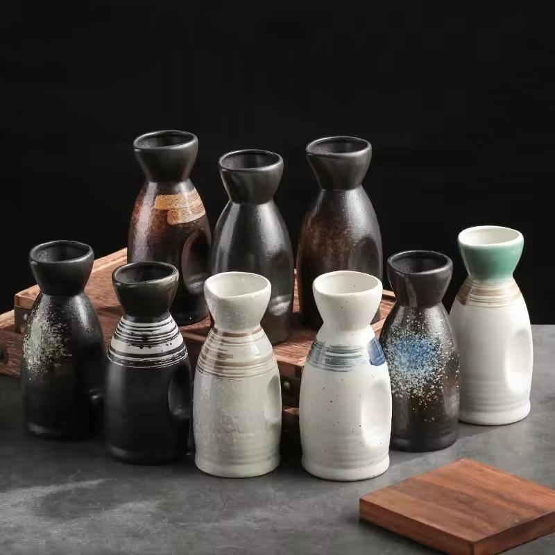 Japanische Sake-Flasche 400ml 190ml Keramik Kreatives Weinglas Kneipe Weinzubehör Haushalt Sake-Tasse Spender 50ml Retro Teetasse