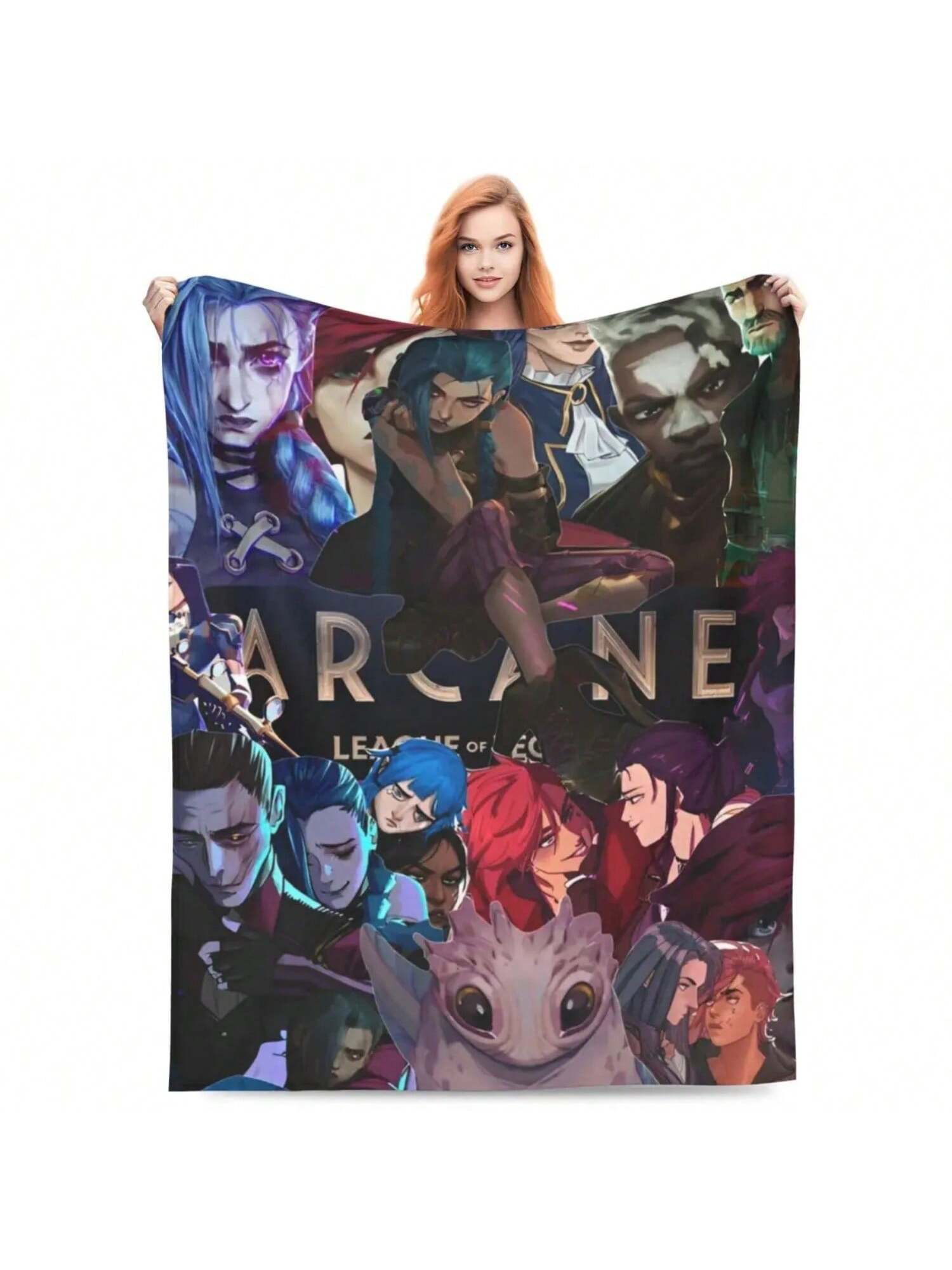 

Аркейн Джинкс Аркейн Одеяло Экшн Приключения Потрясающие Теплые Пледы Для Покрытия Кресла Текстильный Декор Для Дивана 75X95CM серый