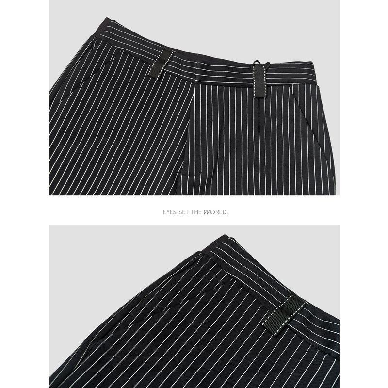Menseye Men's Casual Pants, Men's Elastic Ribbed Tapered Striped Thickened Warm Autumn and Winter Design, Korean Style