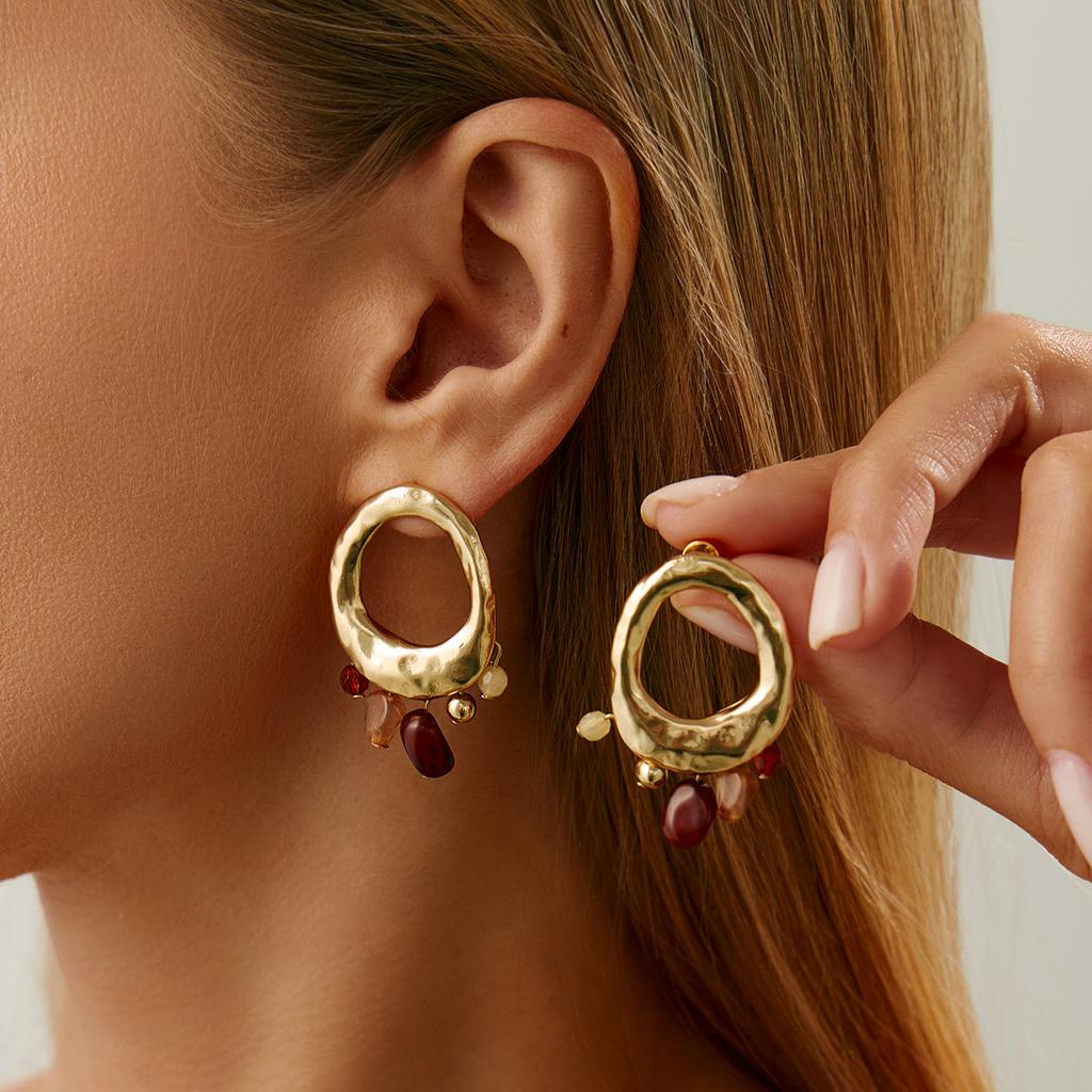 Design Pleated Three-dimensional Flower Coral Stud Earrings Ins Smooth Irregular Disc Earrings