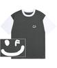 GRAVER [Unisex] Small Drawing Smile Color Block Short Sleeve T-Shirt_Charcoal