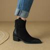Fashion Fashion Short Boots Autumn Winter Basic Women Ankle Boots Genuine Leather Thick Heels Pointed Toe Mature New Arrival Boots Women