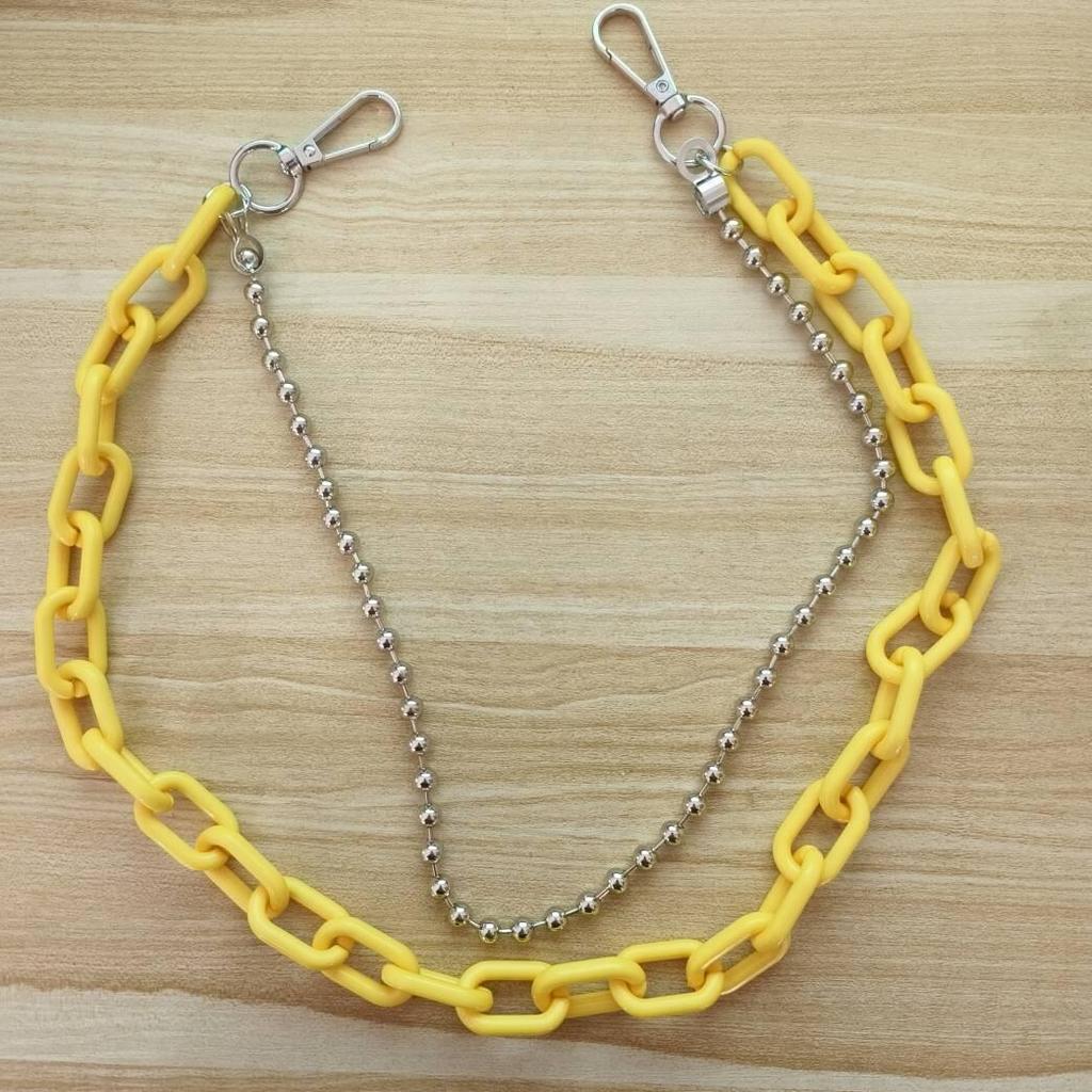 European & American Hip-Hop Style Double-Layer Fluorescent Acrylic Waist Chain with Pendant