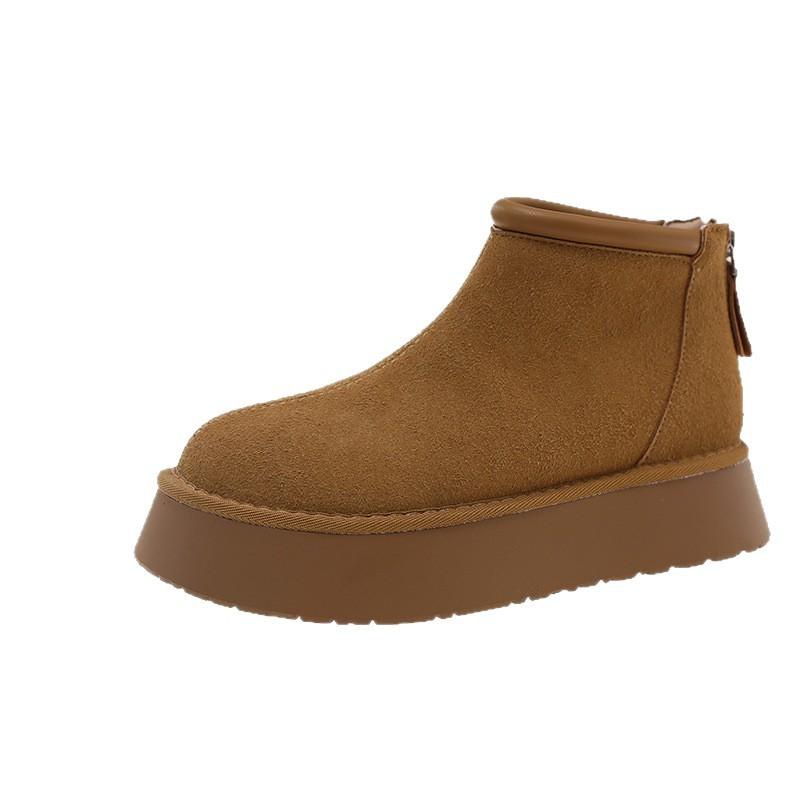 Versatile platform cotton shoes women's shoes 2025 autumn and winter new casual big head ugly cute zipper maroon women's cotton shoes