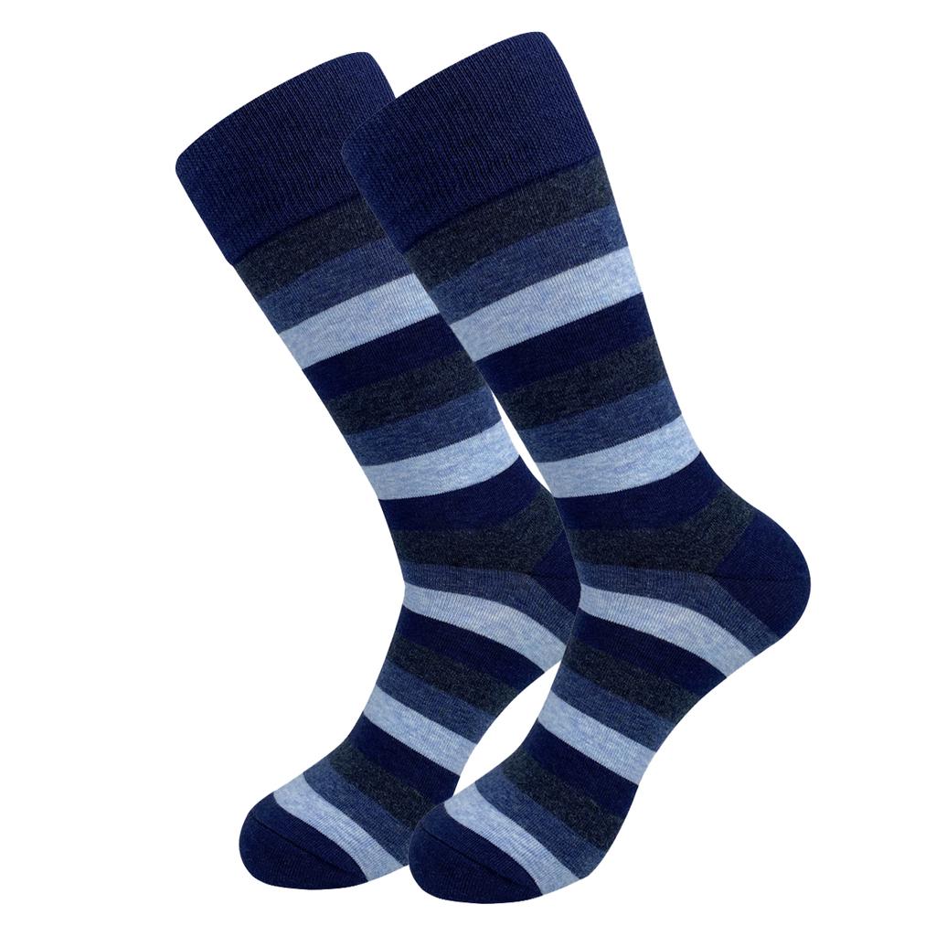 5 Pairs Mens Dress Socks Stripe Plus Size, High Quality Combed Cotton Crew Socks, Business Cool Breathable Casual Socks for Men