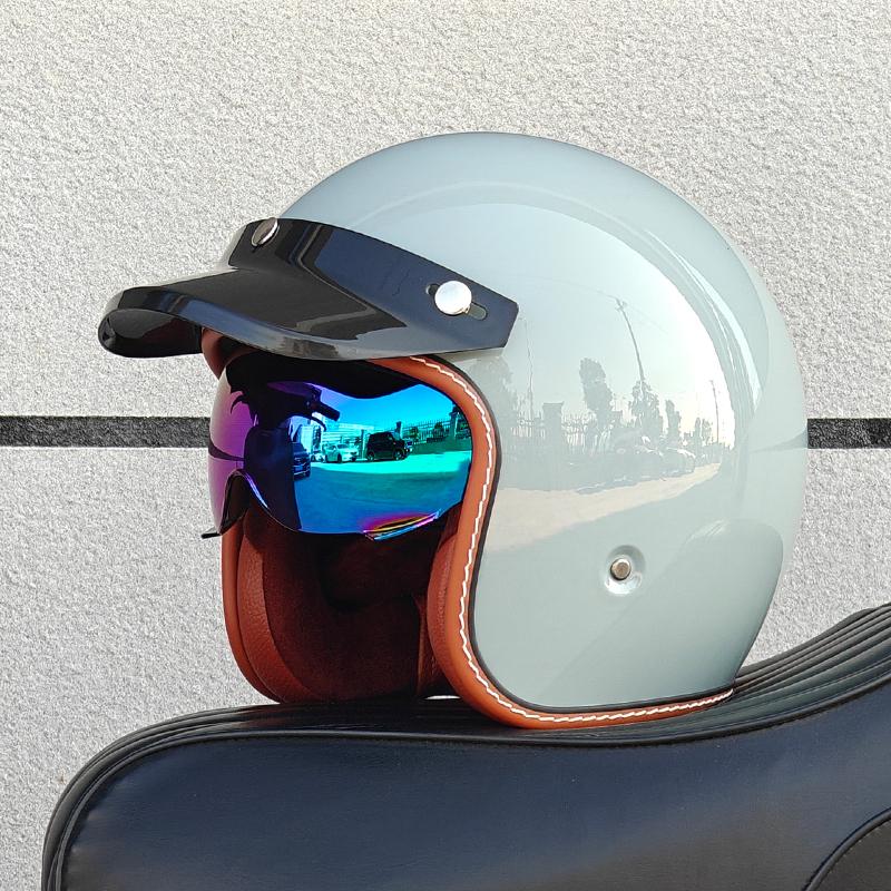 ORZ NEW adult motorcycle helmet retro cruise 3/4 motorcycle half helmet with sun visor DOT approved