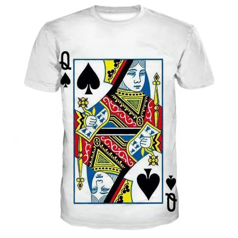 Summer Round Neck Playing Card Pattern 3D Print Top Fashionable Casual Short Sleeved Men's T-shirts