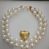 Exaggerated Heart Pearl Necklace with Irregular Hollow Design for Women