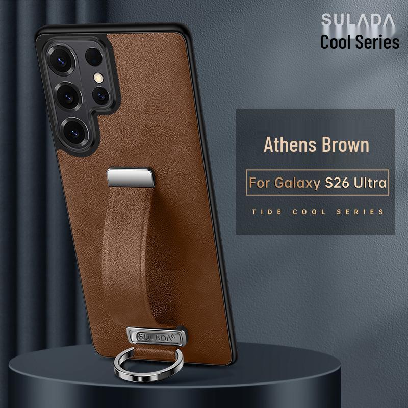 Samsung S26 Ultra Phone Case: Luxurious Leather Texture with Wrist Strap, Stand, and Drop-Proof Protection.