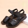 Echtes Leder Flache Sohle Sandalen für mittlere und ältere Frauen Sommer Neu Dicke Sohle Rutschfest Ein Riemen Klettverschluss Freizeit Sandalen