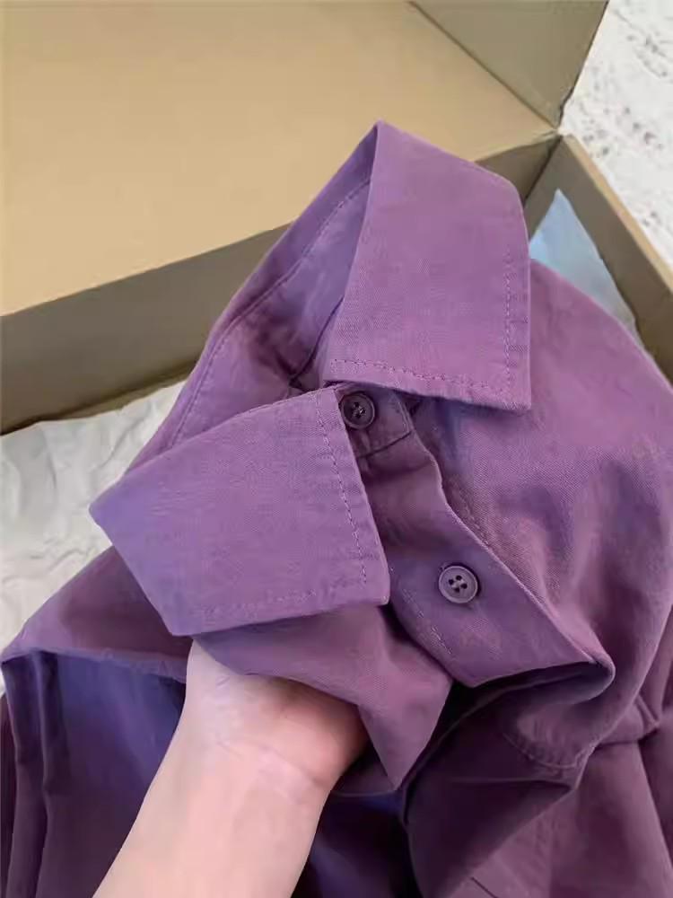 Plus Size Casual Long-Sleeve Plain Shirt for Spring and Autumn
