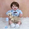 55 CM Reborn Doll Boy Toy For Girl Lifelike 3D Skin With Vascular Vein Soft Silicone Newborn Babies Smiling Art Toddler