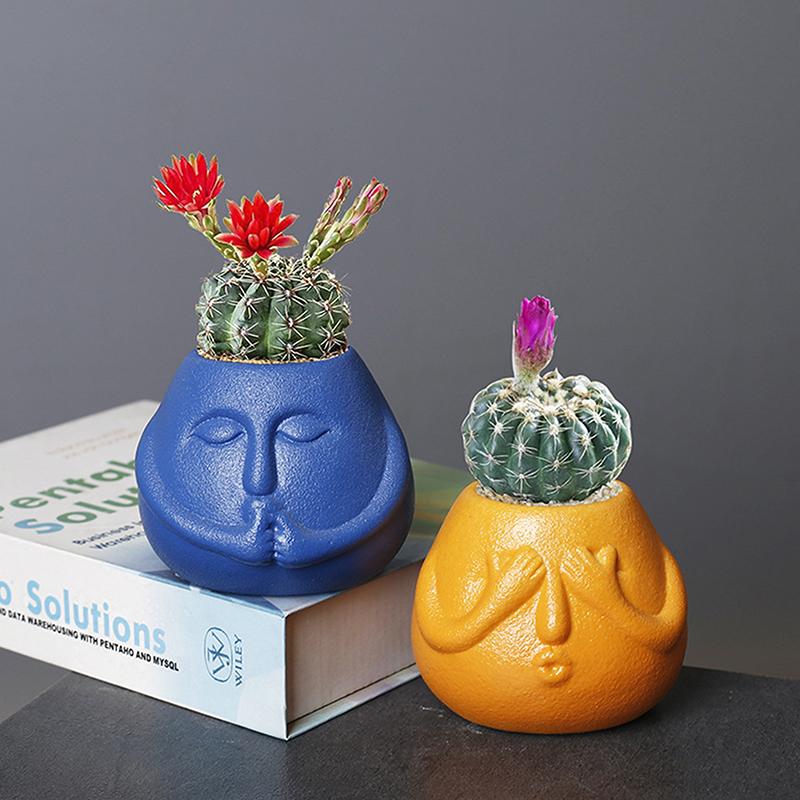 Funny Cute Cartoon Succulent Flowerpot Handicraft Unique Green Plant Pot Ceramic Pot Home Decor