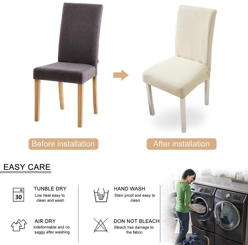 Dining Chair Covers Set Stretch Jacquard Chair Covers for Dining Room Parson Chair Slipcover Washable Removable Dining Chair Slipcover Chair Covers
