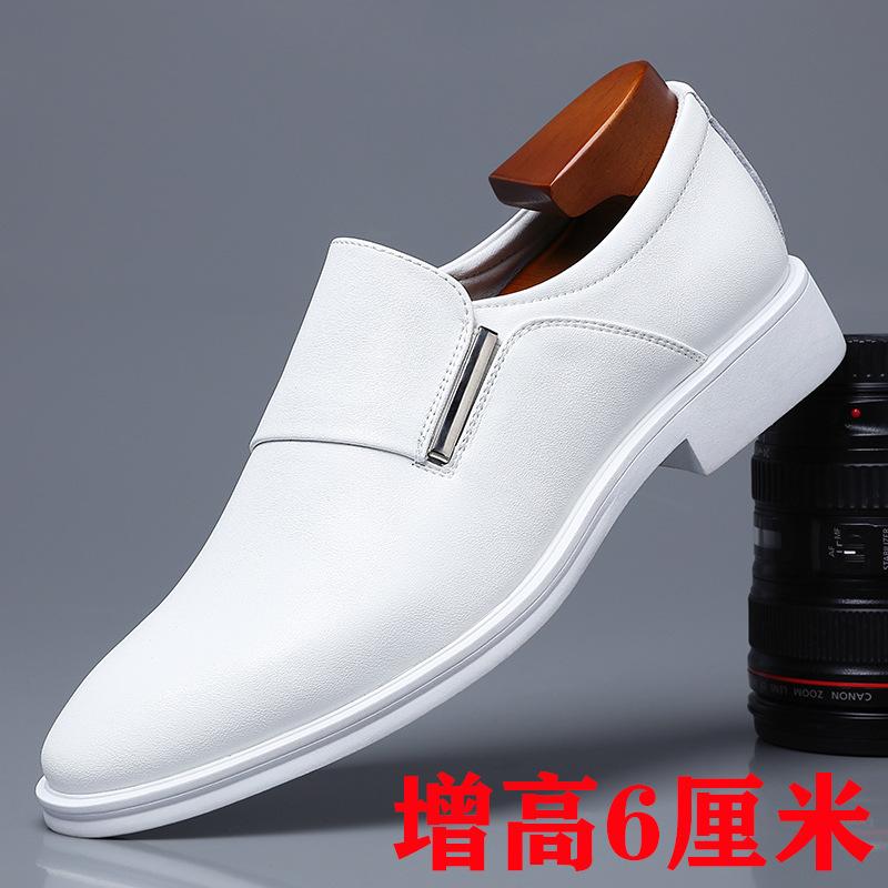 2025 autumn new men's formal leather shoes men's British leather pointed youth leather shoes white shoes single shoes 0917
