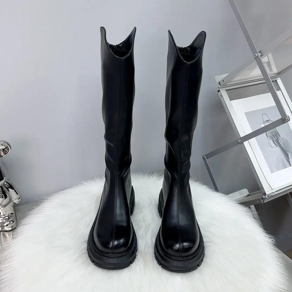 Fashion 2025 Woman's Boots Autumn New Fashion Platform Long Pipe Knight Boots Casual Women's Medium Heel Knee High Boots Botas Mujer