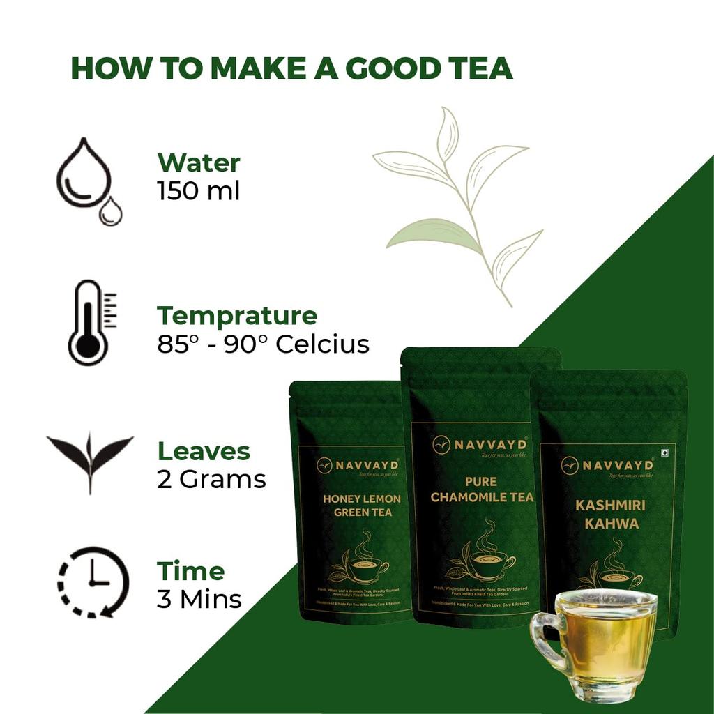 Navvayd Lavender Rose Mint Green Tea (100 Gms 50 Cups), With Authentic Lavender, Rose Petals & Mint, Loose Leaf