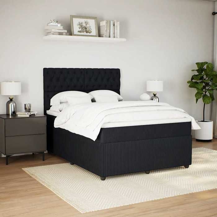 Maison Exclusive - Sommier à lattes de lit avec matelas Noir 140x190 cm Velours