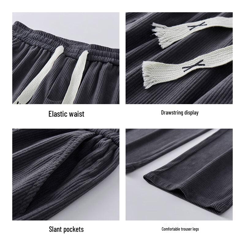 MiiOW Men's Autumn/Winter Fleece-Lined Corduroy Straight-Leg Casual Pants
