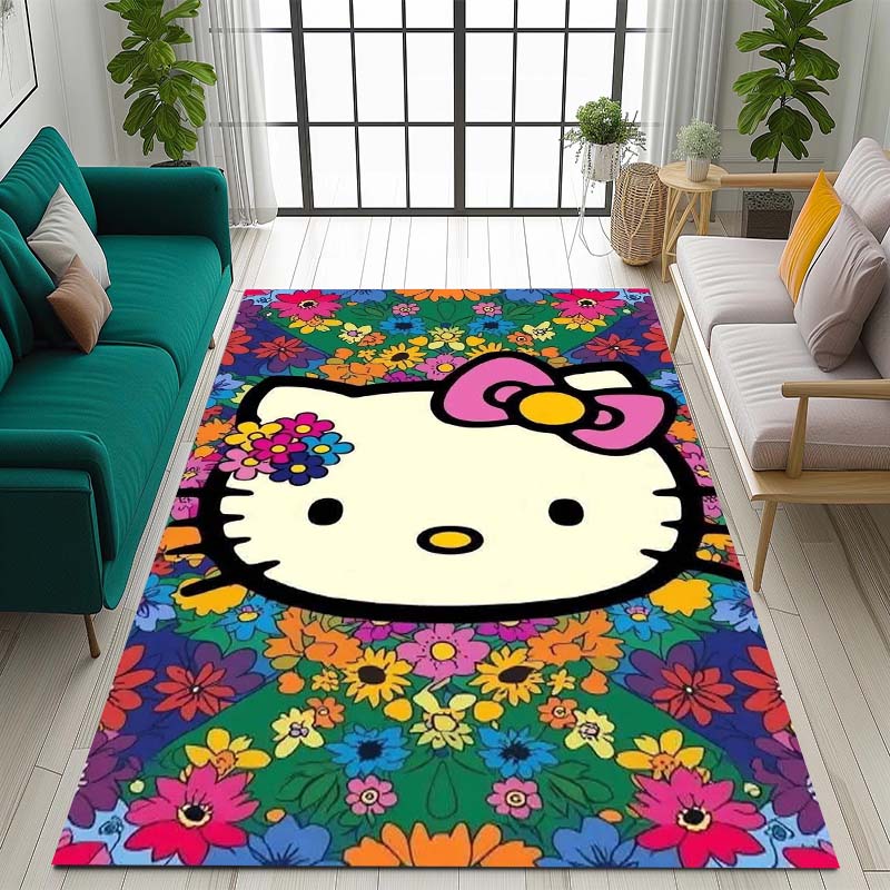 3D cute Hello Kitty cartoon rug, suitable for bedrooms, living rooms, sofas, home doormats, large size children's play mat, Q-01