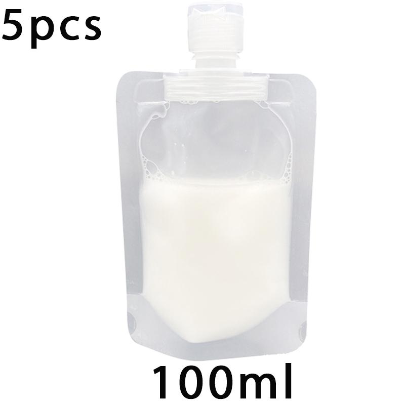 

5 шт. портативный дозатор лосьона для путешествий, жидкий косметический шампунь, контейнер для хранения мини-прозрачных многоразовых герметичных пакетов 100ml-5pc