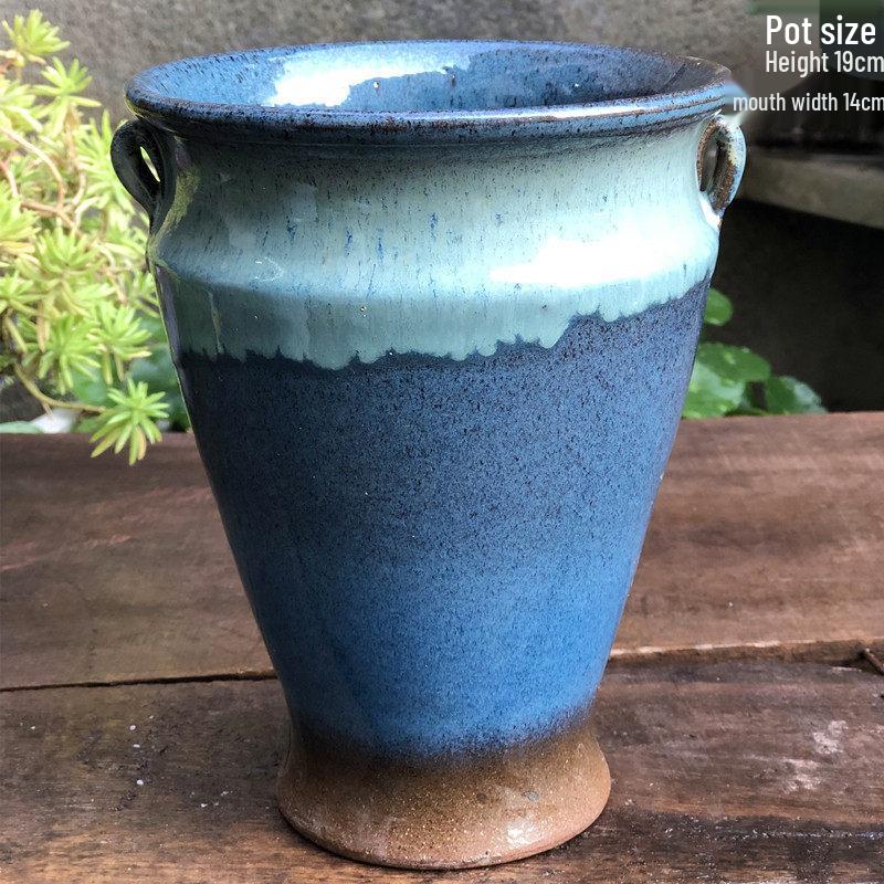 Handmade Medium-Sized Ceramic Pot with Feet – Succulent Planter in Breathable Colored Glaze Coarse Pottery.