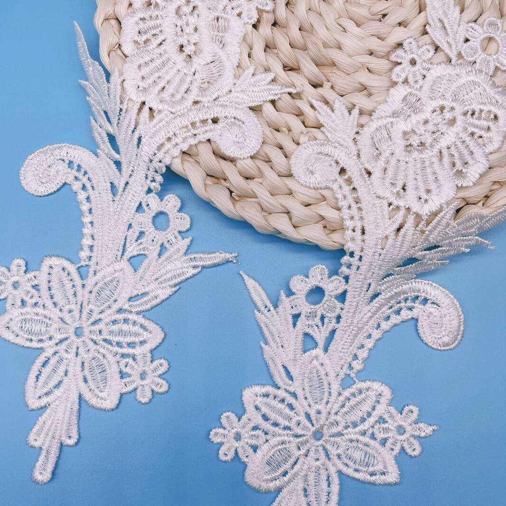 Pair Flower Children'S Clothing Water-Soluble Lace Embroidery Lace Hollow Embroidery Applique Lace Dance Clothing Wedding Dress Wedding Shoes