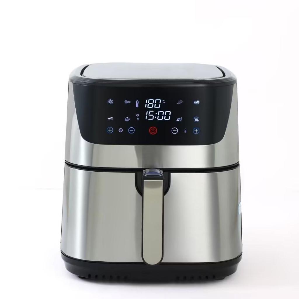 8L Large-Capacity Stainless Steel Air Fryer with Smart Multifunctions and Double Pot