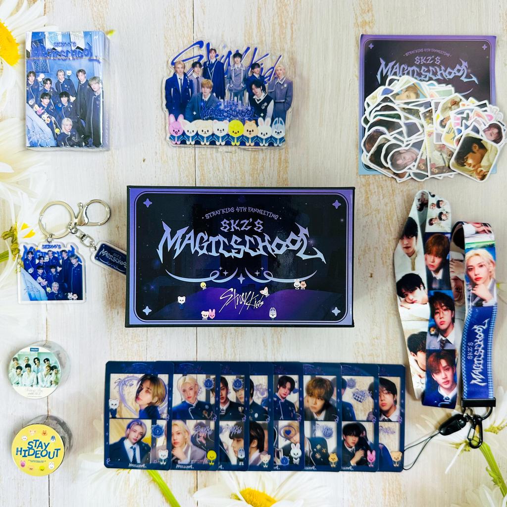 Stray Kids Magic School Gift Box, 4th Fanmeeting Merchandise Set  Lomo Cards Standee Keychain Lanyard Stickers Badge Kpop Gift for Stay Fans