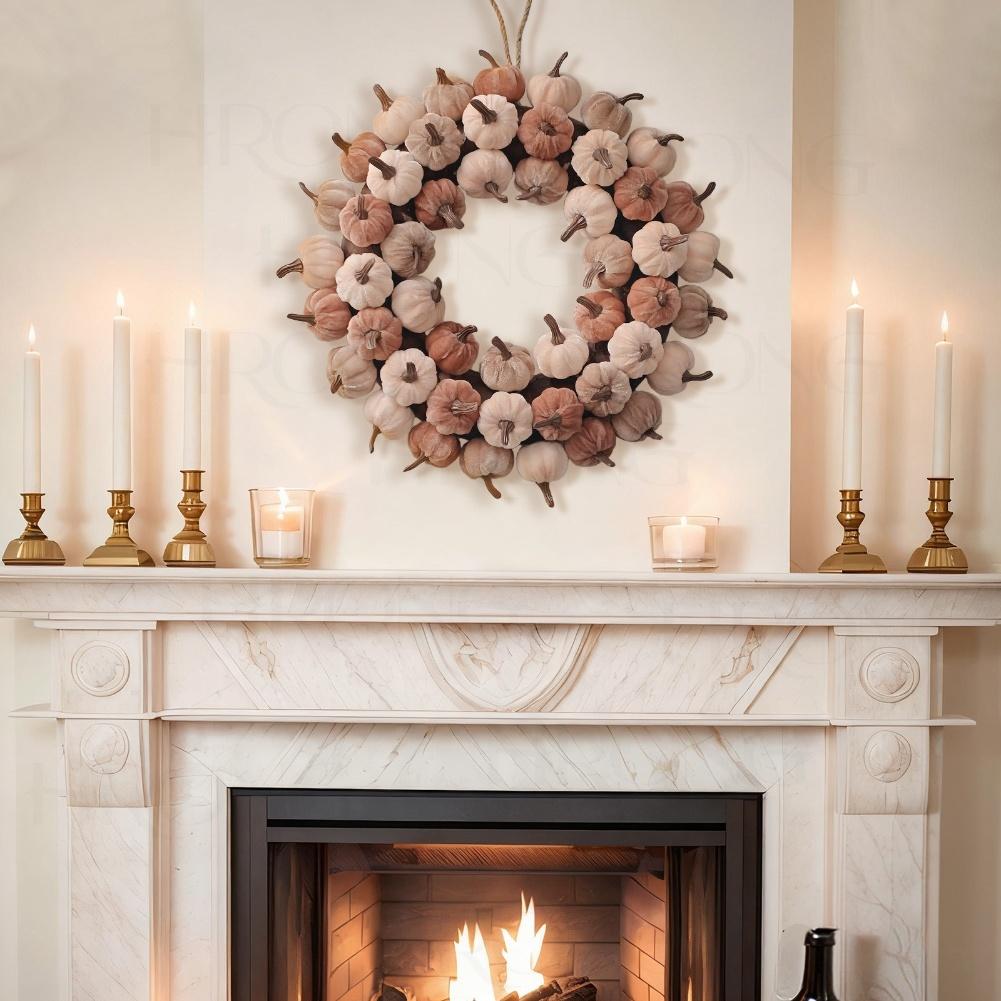 1PCS Fall Pumpkin Wreath Charming 17.72 Fall Pumpkin Wreath For Cozy Thanksgiving Home Decor Christmas Festive DIY Decorations