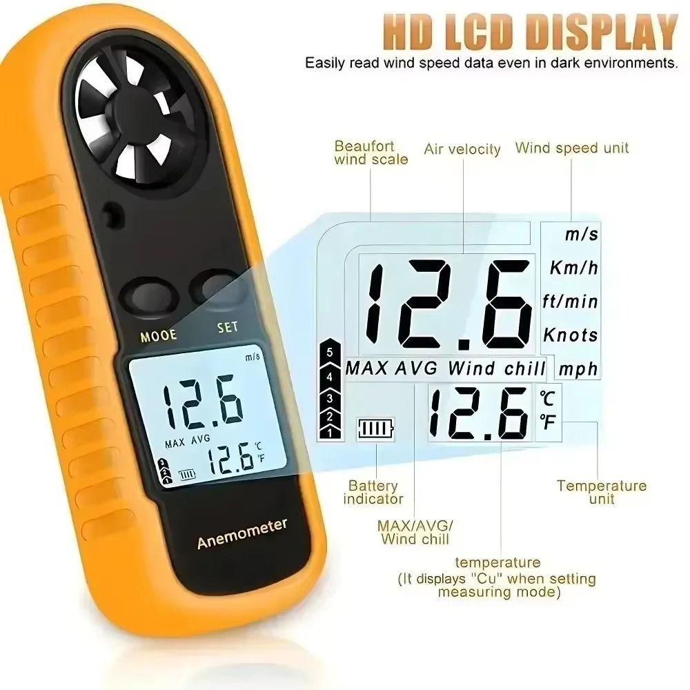 Hand-held Wind Speed Gauge Mini Wind Speed Meter Multifunctional Air Velocity Meter  Portable Use
