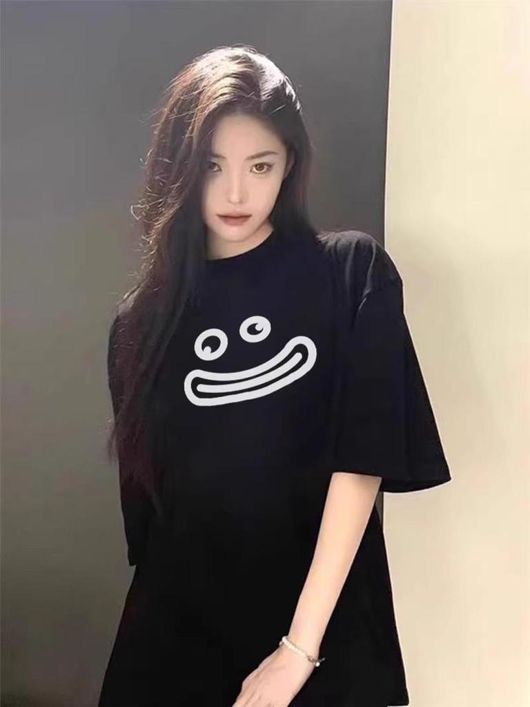 Women's 2025 Design Pure Cotton Loose-Fit Short-Sleeve T-Shirt - American High Street Style