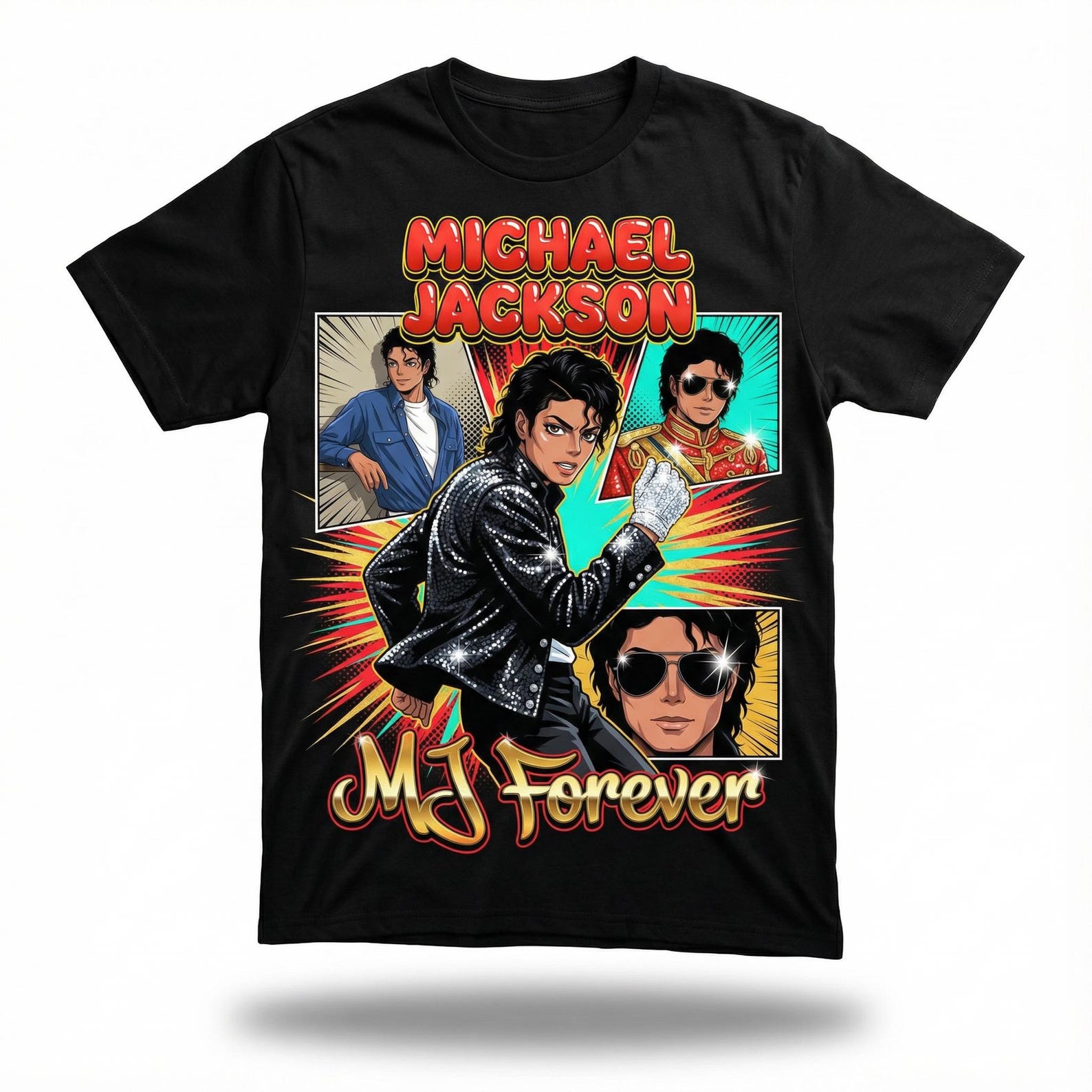 Michael Jackson MJ Forever Shirt Anime Comic Style Tee Retro 80s Eras Gift S