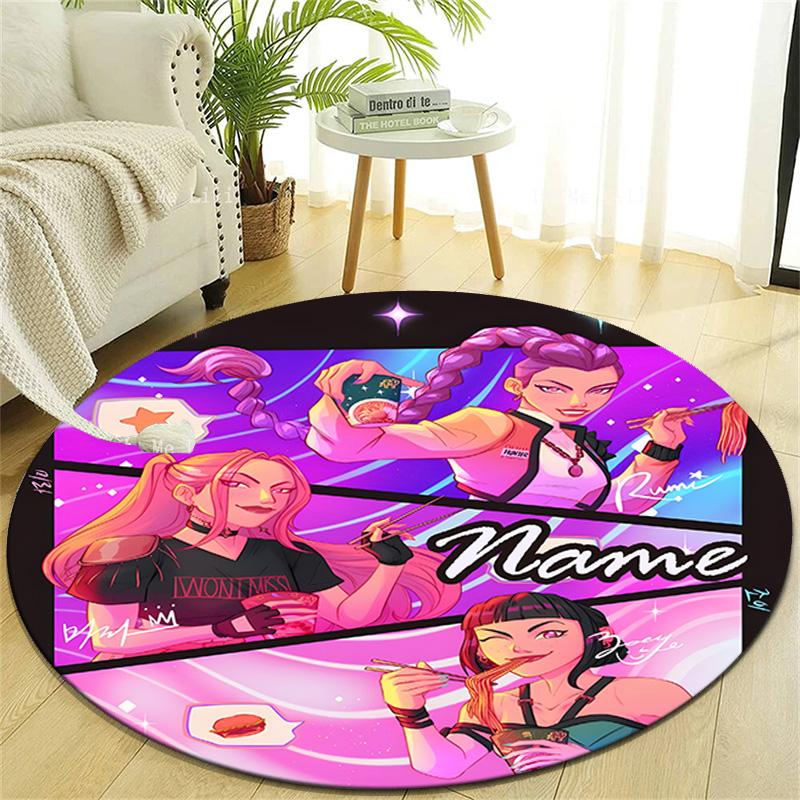Personalized K-KPop Demon Hunters Round Chair Office Rug - Perfect for Mat, Office Chair & More - Ideal Gift for Birthdays and Holidays