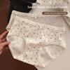 Female Spring and Autumn Sweet Pure Cotton 10A Antibacterial Extended Crotch Free Waist Triangle Briefs
