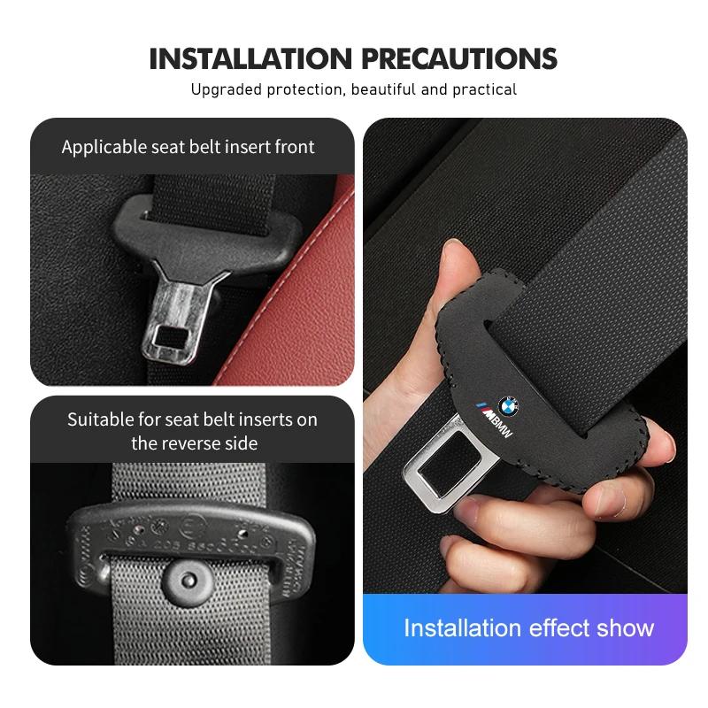 BAGE7 2026 Car Sticker Suede Car Seat Belt Buckle Protector Clip Anti-collision Cover For BMW G30 G20 M3 M5 E91 E92 E93 E36 E70 X3 X4