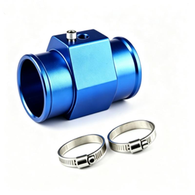 Water Temperature Sensor Tee Adapter Blue Aluminum Alloy 36mm