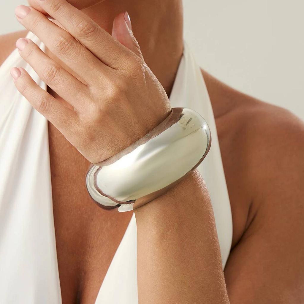 IngeSight.Z 3 Styles Punk Gold Color Smooth Wide Bangle Women Creative Hyperbole Round Geometric Bracelet Steampunk Jewelry Gift
