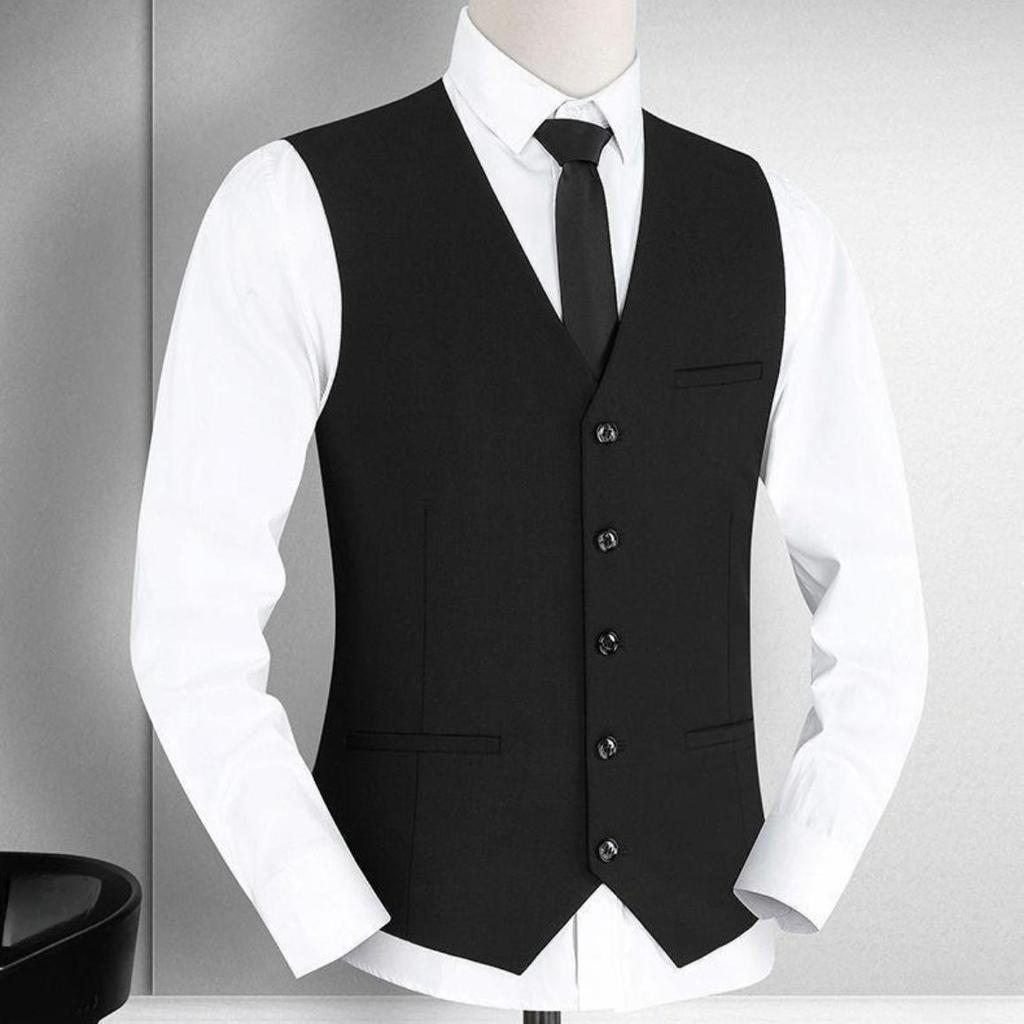 Vest Waistcoat Men's Brand Slim-Fit V Neck Dress Vests Mens Formal Business