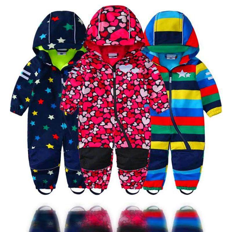 Outdoor Windproof Soft Shell Children's Jump Suit Boys and Girls Jumpsuit Romper Fleece-lined Heattech Waterproof Export