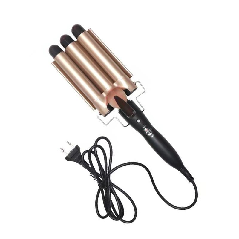 Fer à friser électrique pour cheveux bouclés, rouleau de poulet, vague d'eau coréenne, permanente, fer à friser à trois tubes, outil de modelage des vagues