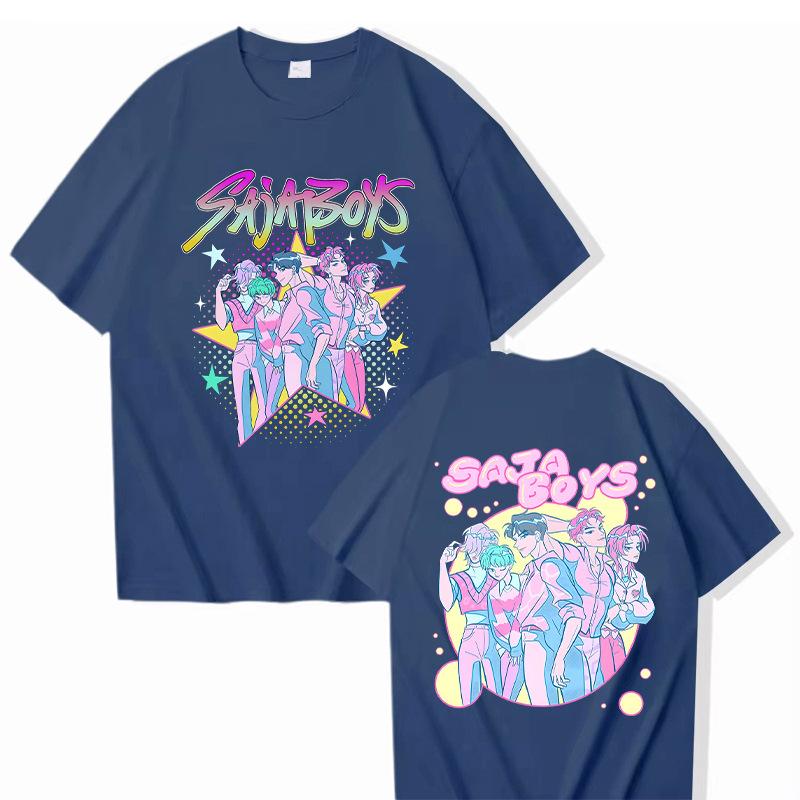 KPop Demon Hunters Printed T-shirt Casual Round Neck Top Short Sleeved Shirt 5989