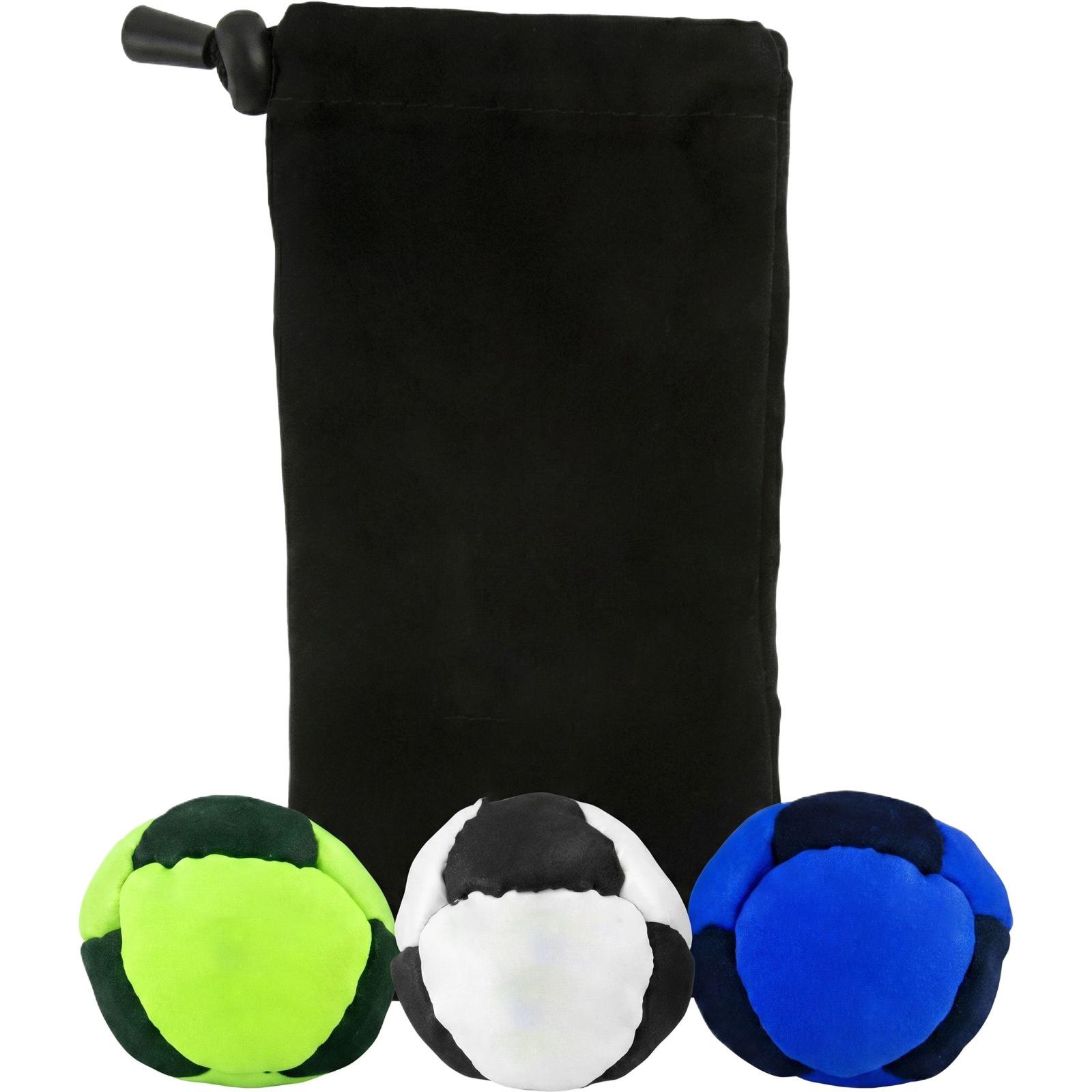 

3 Piece Ball Set with Drawstring Storage Bag Soft Durable Fabric Material for Indoor Outdoor Use and Hand Eye Coordination Training One Size