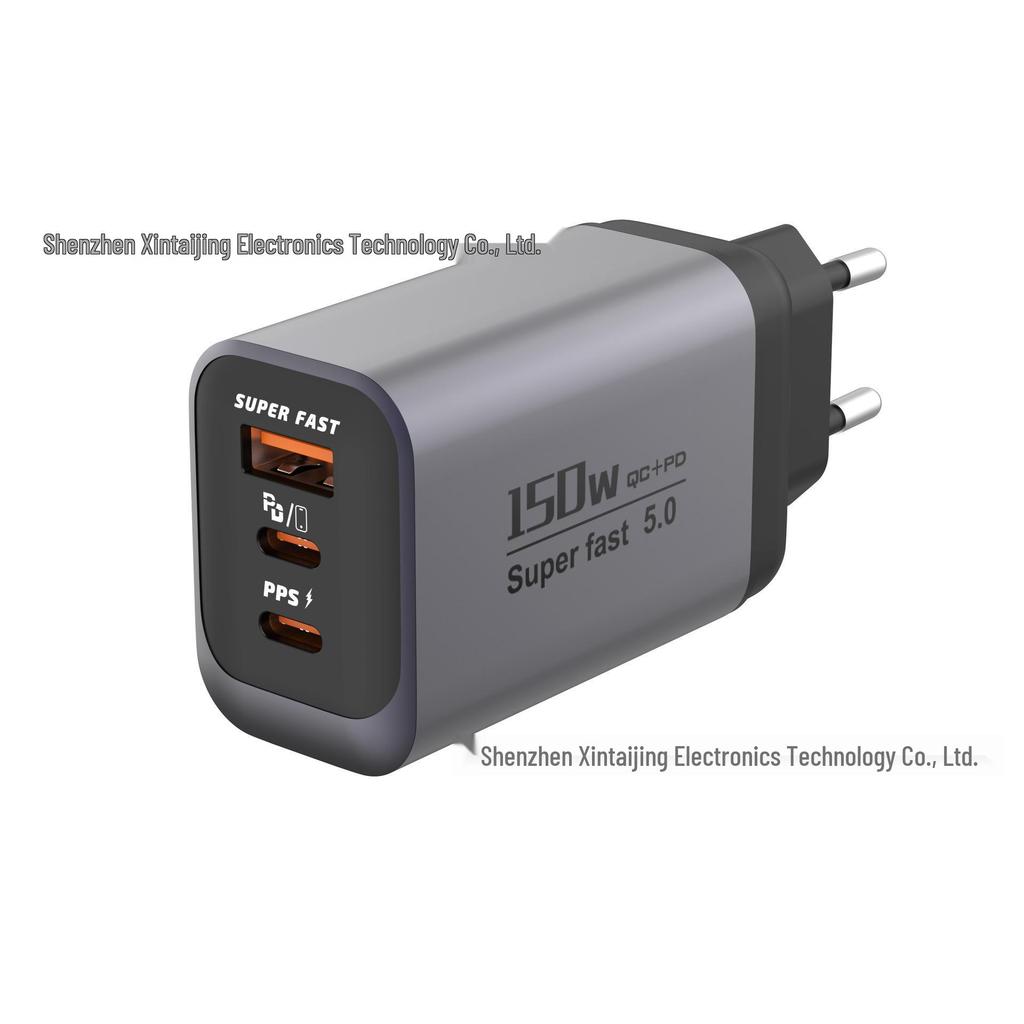 150W Multi-Port Fast Charger with 1 USB-A + 2 USB-C PD Ports - Compact Travel Adapter