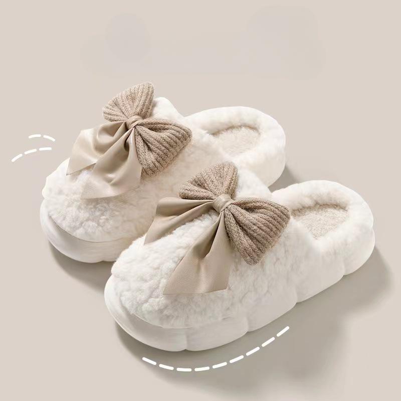 

Ladies Home Anti Slip Warm and Cute Plush Bow Bag with Cotton Mop 40-41 кавовий