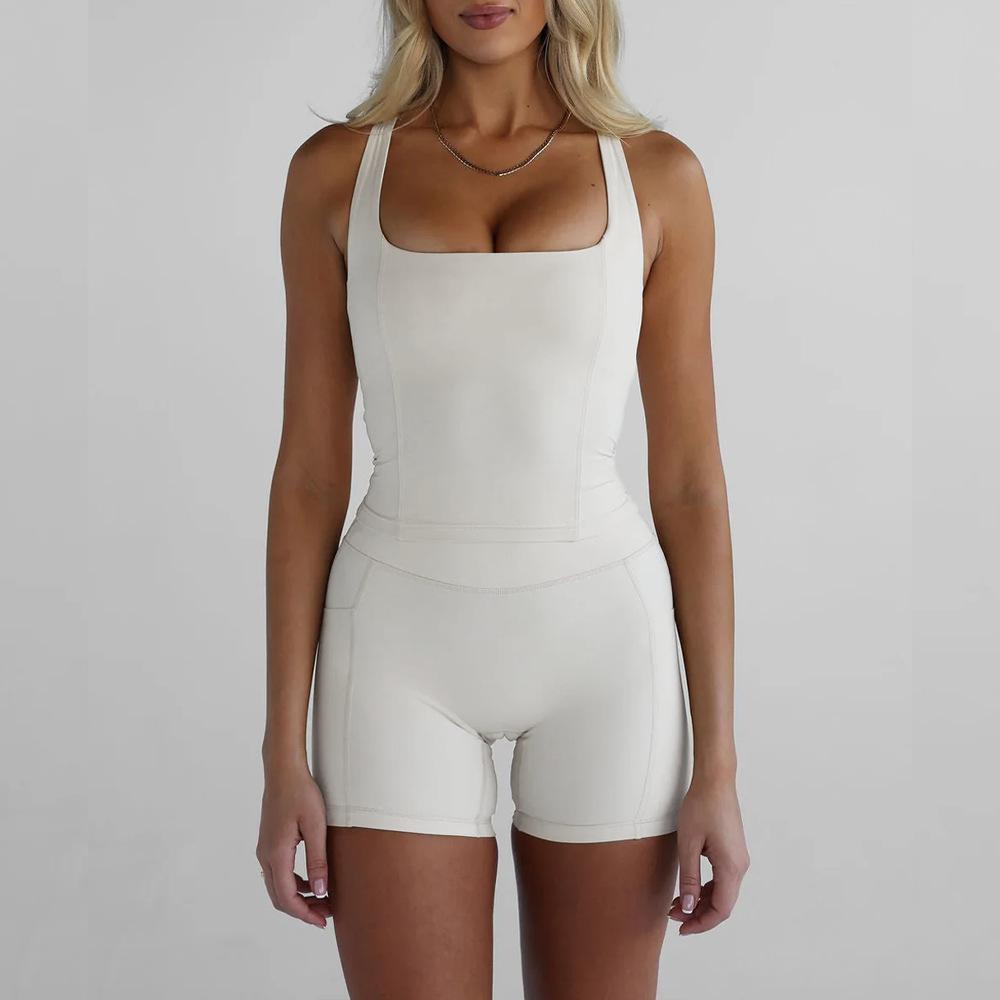 New chest-showing sexy back underwear yoga suit fitness sports shorts Pilates quick-drying two-piece set